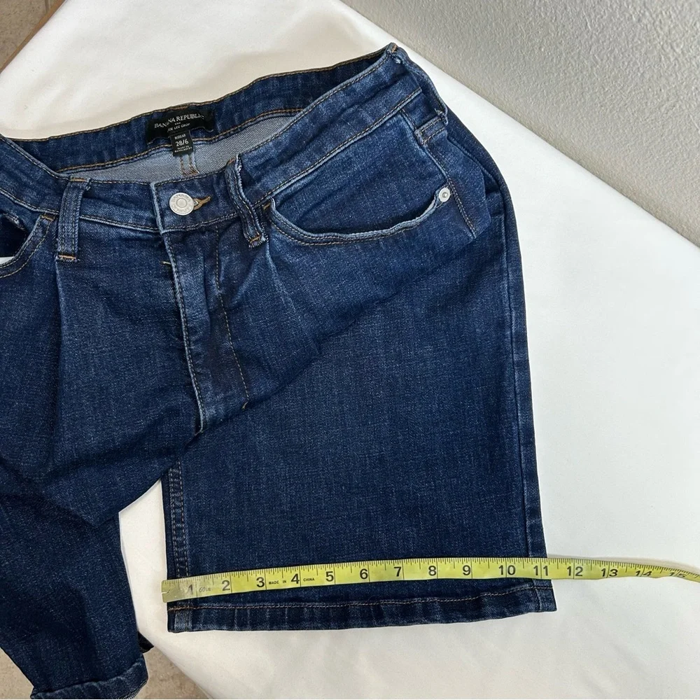 Banana Republic Cotton Blend Dark Wash HighRise Pleated Wide Leg Crop Jeans 28/6